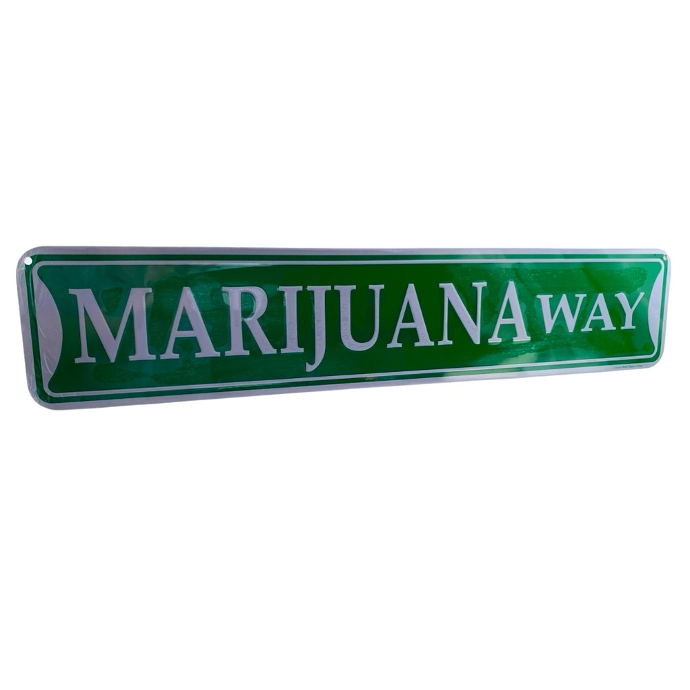 MARIJUANA WAY Green & White Tin Metal Wall Street Sign